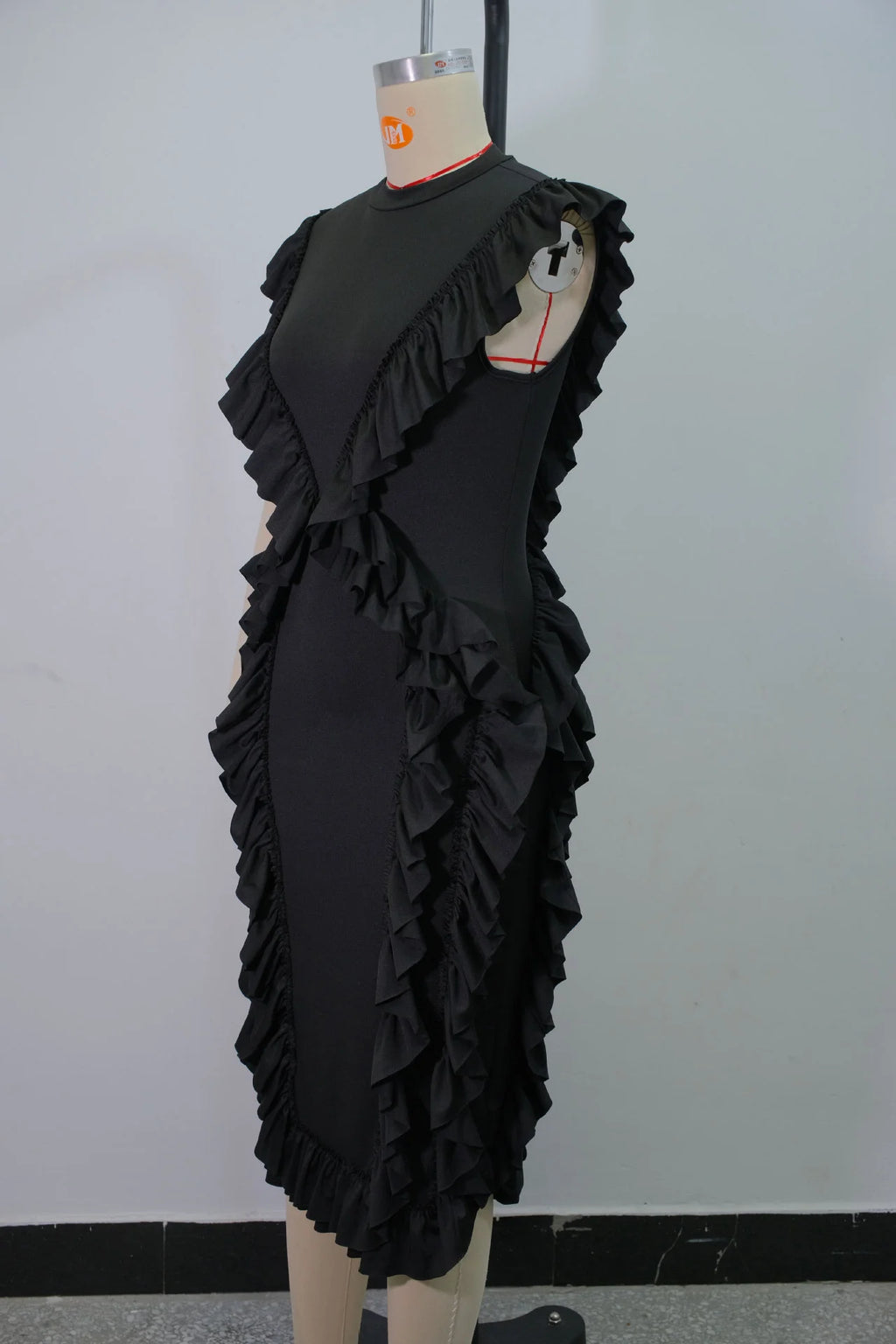 Women Plus Size Skinny Dress Round Neck Tassel Ruffle Hem Sleeveless Bodycon Casual Elegant Streetwear Slim Summer Dresses