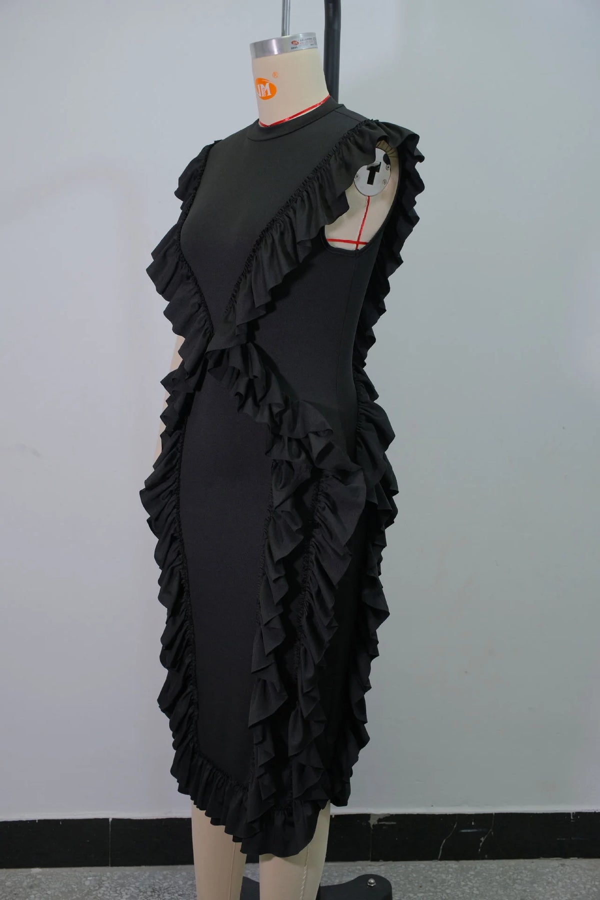 Women Plus Size Skinny Dress Round Neck Tassel Ruffle Hem Sleeveless Bodycon Casual Elegant Streetwear Slim Summer Dresses
