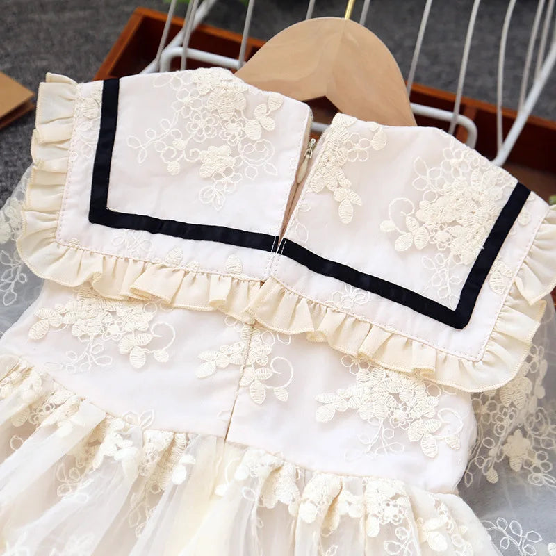 Girls Casual Dresses Girls Long Sleeve Lace Dress Tulle Princess Dress Children's Skirts Kids Clothes