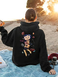 Coraline Themed Cartoon Character Print Hoodie for Women Casual Fashion Casual HipHop Sweatshirt Harajuku Unisex