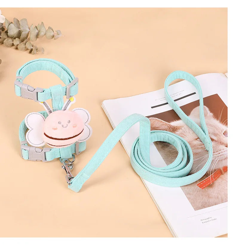 Cat Harness and Leash Sets Adjustable Dog Harness for Small Dogs Breashable Pet Harness Out Walking Dog Kitten Accessories