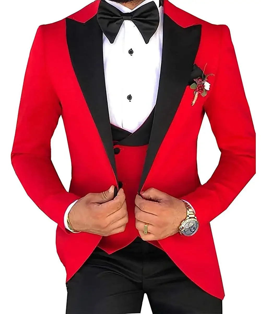 2024 Men 3 Pieces Suits For Men Custom Made Groom Groomsmen Tuxedos Wedding Men Suit Terno Masculino ( Jacket+Pants+Vest )