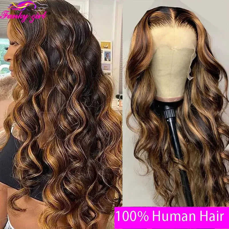 2026.Wave Wig Human Hair Lace Front Wigs 4/27 Honey Blonde Body Wavy Lace Human Hair Wig For Women Brazilian Remy Wig