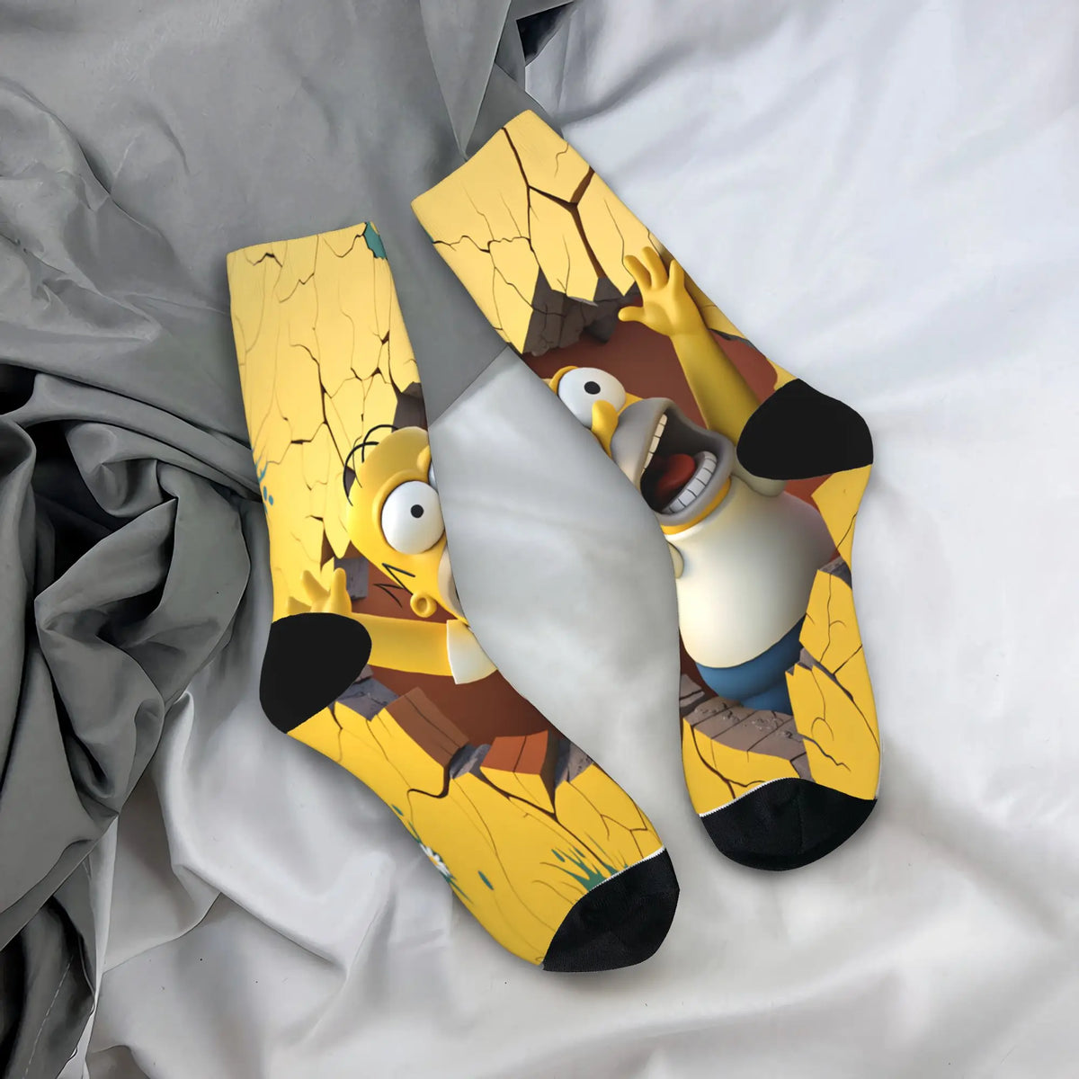 Homer S-Simpsons And Friends Meme Stockings Novelty Socks Unisex Men Breathable Socks Autumn Running Pattern Anti Socks Gift