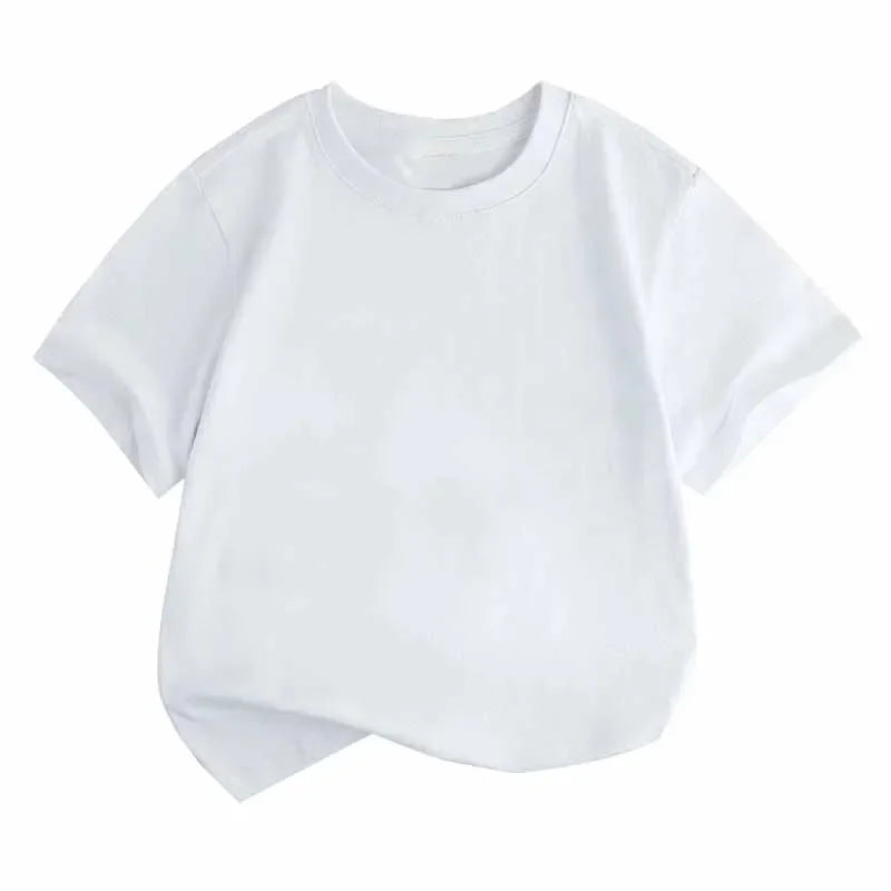 Children Solid Color Short Sleeve T-shirts for Boys Girls Summer Harajuku Minimalist Casual Fashion Tops Kids O-Neck Tees