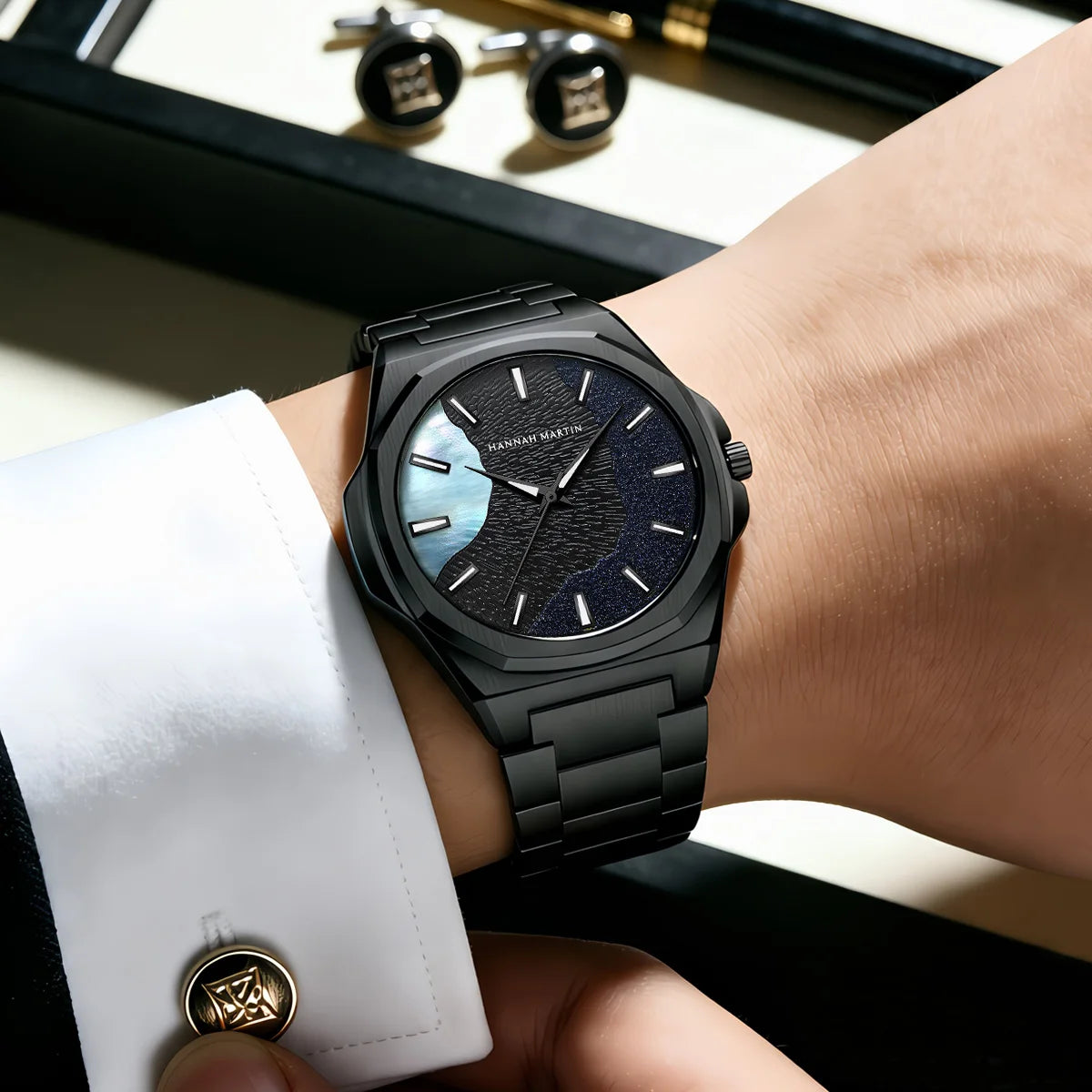 Men Watches 40mm Stainless Steel Business Timepiece for Men Clock Japanese Quartz Movement Watch With Tool Included Reloj Hombre