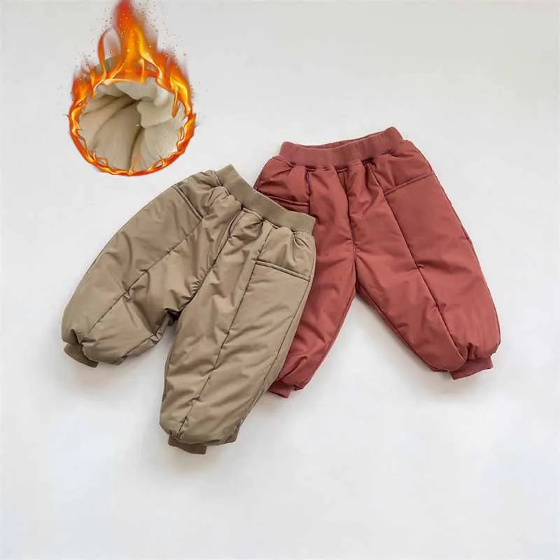 Kids Padded Pants Boys Thickened Cotton Trousers Winter Girls Warm Trousers Autumn New Casual Snow Pants Baby Fashion Underwear