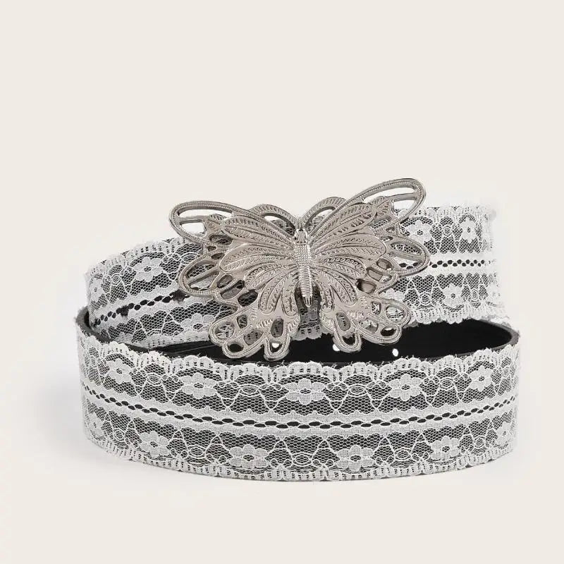 Beautiful White Floral Lace Waist Belt; Adjustable All-match Fashion Accent for Women; Casual Waist Strap Decor Accessory Gift.