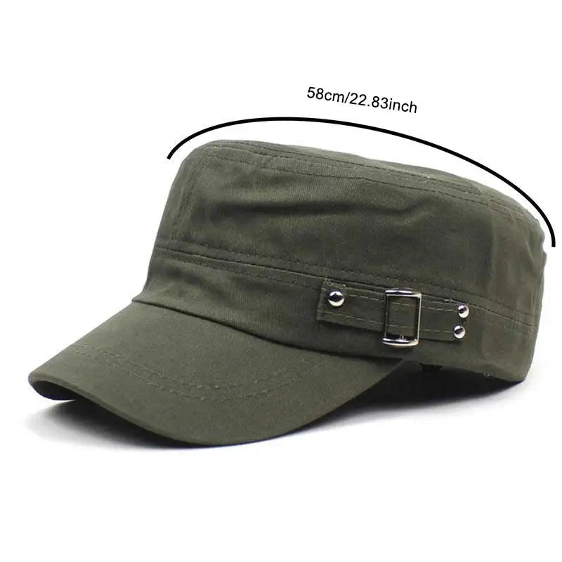 Hat Men Version Tide Solid Color Flat Baseball Caps Cotton Blend Cap Men Side Button Duck Tongue Hat Sunscreen Sports Hat