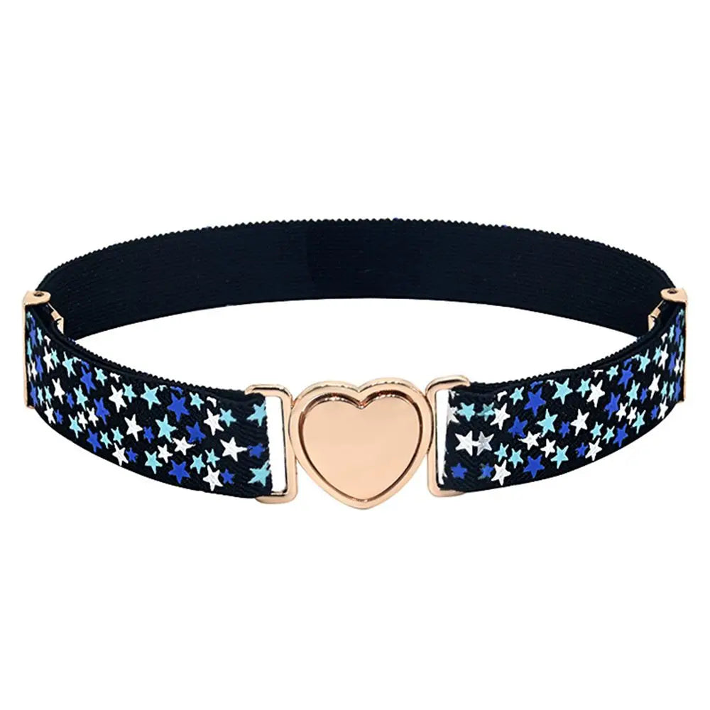 Kids Elastic Belts Girl Stretch Waist Belt Adjustable Heart Belt Uniform Belt for Teen Kids Girls Dresses Belt