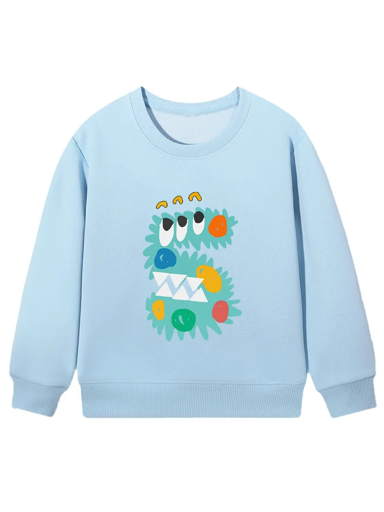 cute Boys sweatshirt Children winter clothing 2026 New cotton fun print long sleeves Kids pullover Cartoon letter Hoodie sweater