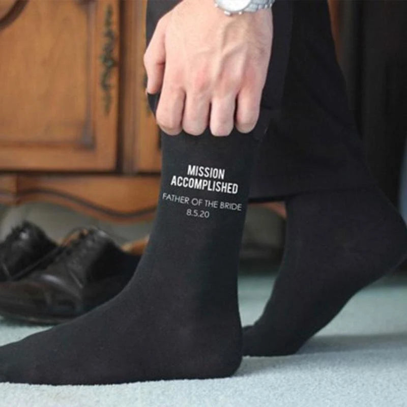 Wedding Socks Men Socks Groom Best Man Groomsman Socks Letter Socks Combed Cotton Dress Wedding Party Long Stockings