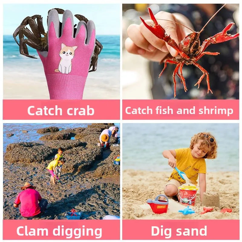 DIY Kids Safety Protection Gloves Durable Waterproof Work Garden Non-Slip,Children Latex Gloves,Puncture-resistant,kitchen