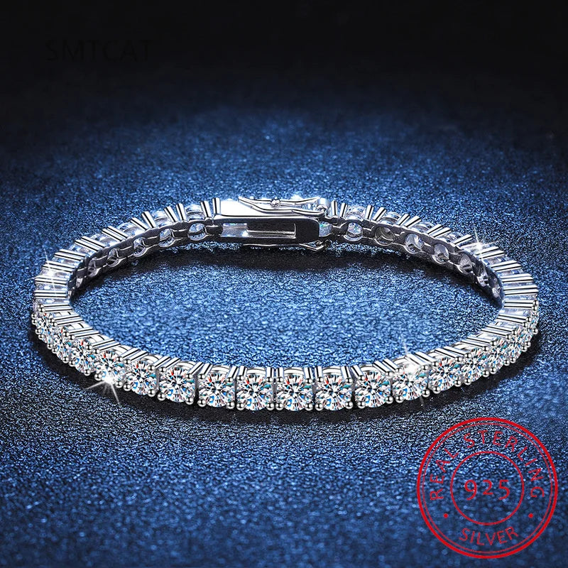 Charm Bracelets For Women/ men High Quality S925 Silver Platinum Plated Moissanite Bracelet Simple Personality Wedding Jewelry Gift