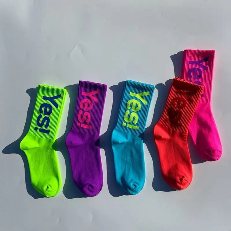 Yes!Mid Crew Socks For Men Women Cycling Hiking Skateboarding Sports Street Fashion Breathable Sock