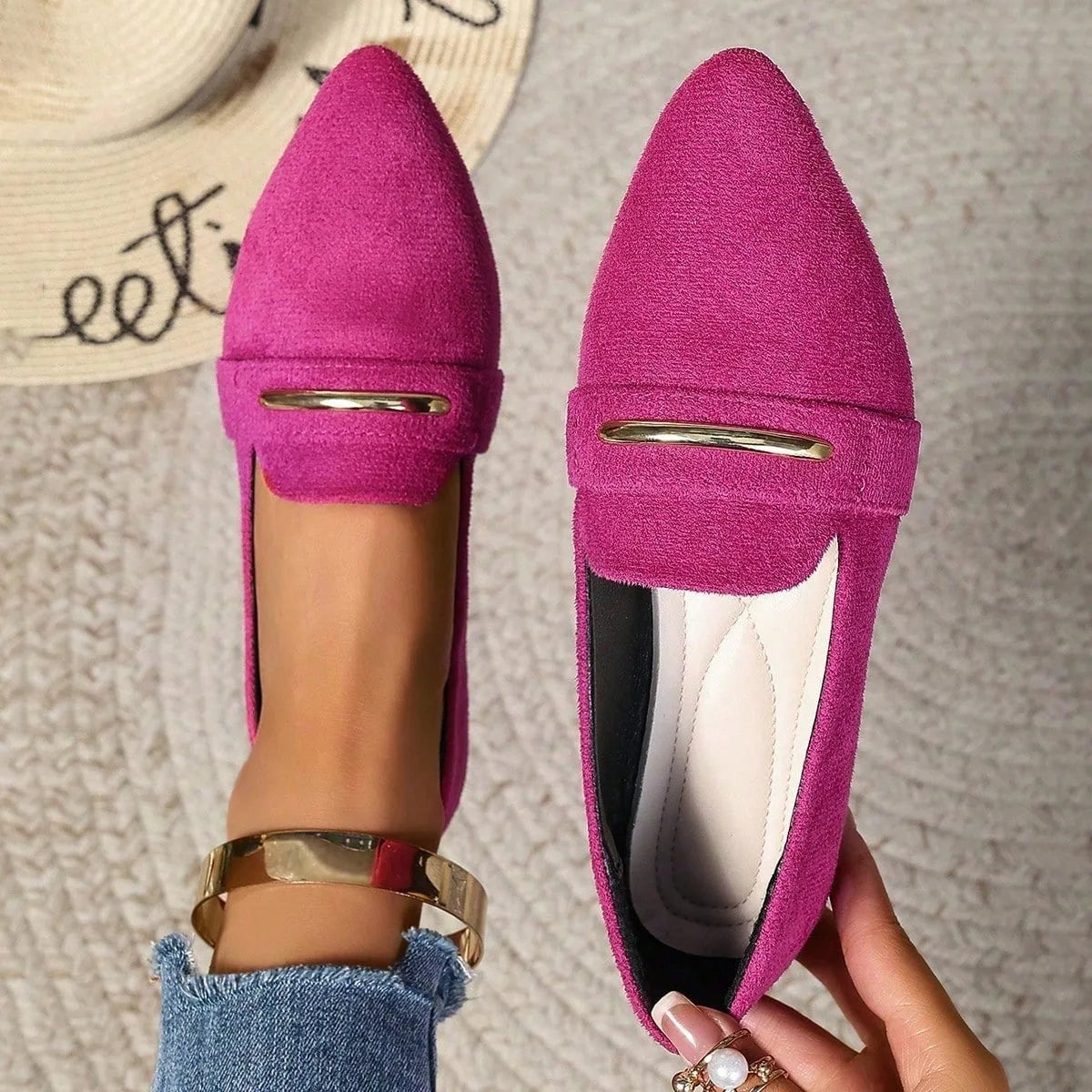 Women Flats shoes 2026 Summer Loafers Pointed Toe Casual Women Shoes New Comfortable Walking Zapatos De Mujer Large Size 43
