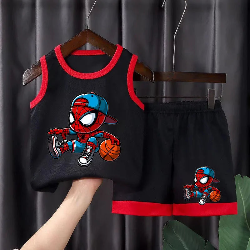 Summer Children's Sport Clothes Sets Breathable Comfortable Mesh Casual Outfits for Boys Basketball Vest and Shorts 2pcs Sets