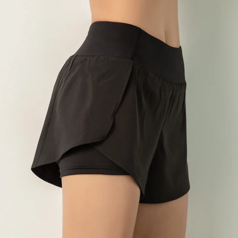 Sport Shorts Women Sportswear Double-deck Running Shorts Yoga Bottoms Summer Gym Fitness Training Jogging Short Pants