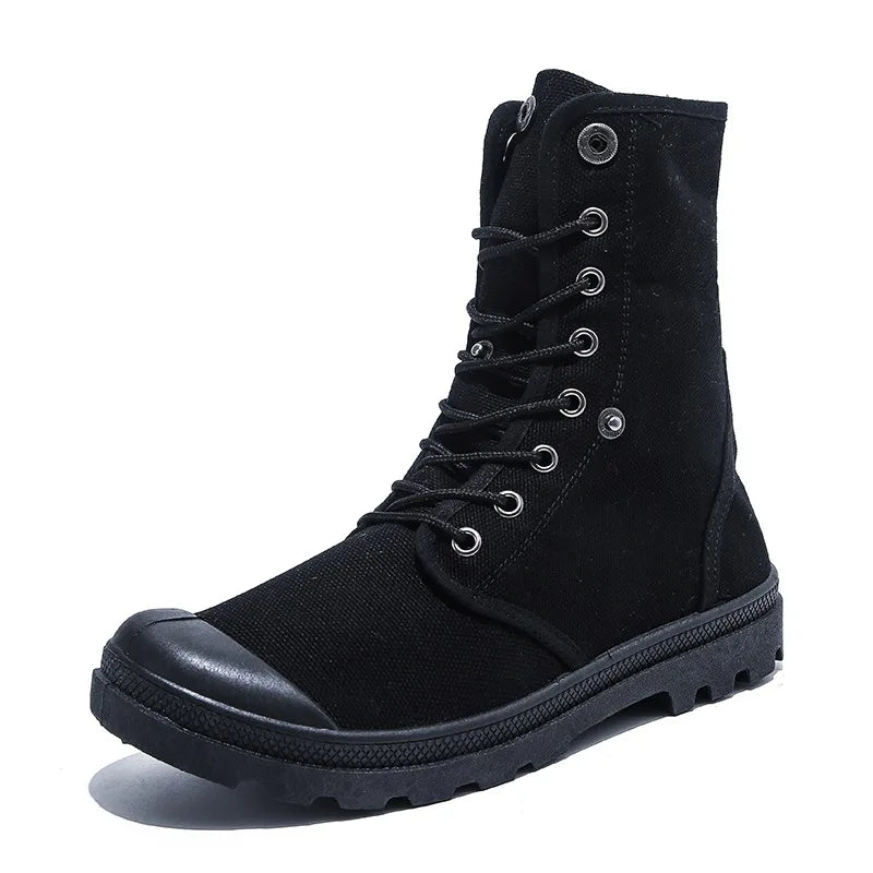 Canvas Boots Men Boots High Top Shoes for Men 2025 New Trend Platform Cuff Shoes Men Casual Ankle Boots Military Bota Masculina