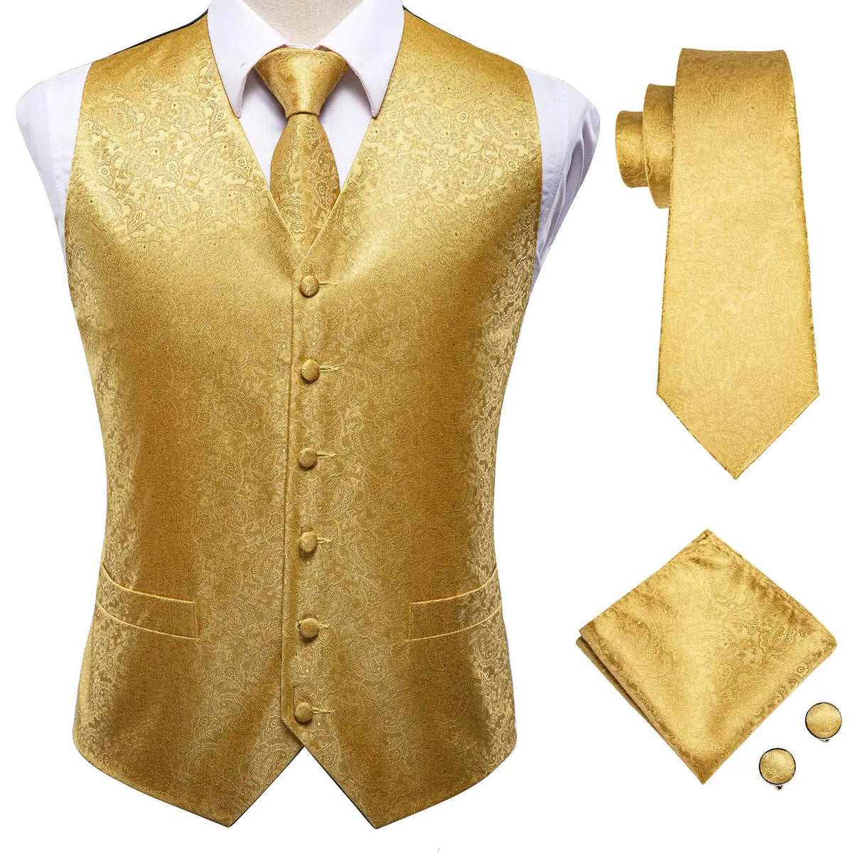 Hi-Tie Navy Paisley Dress Vest Set For Men Dark Blue Jacquard Men's Suit Vest Male Waistcoat For Wedding Formal Jacket