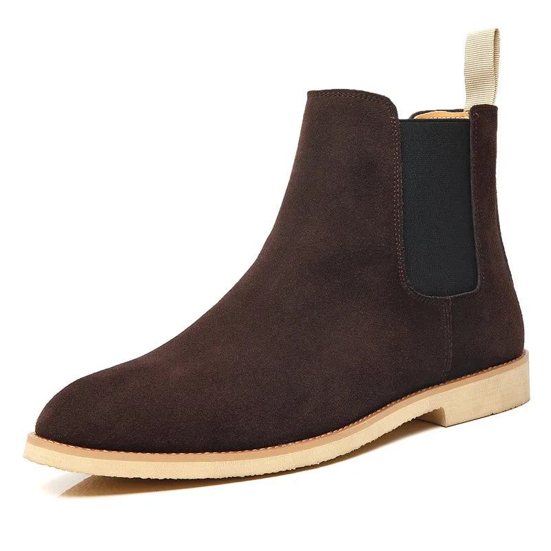 Fashion Yellow Chelsea Boots Men Pointed Comfortable Dress Boots Men Slip On Cheap Women Men's Suede Shoes Zapatos Hombre Casual