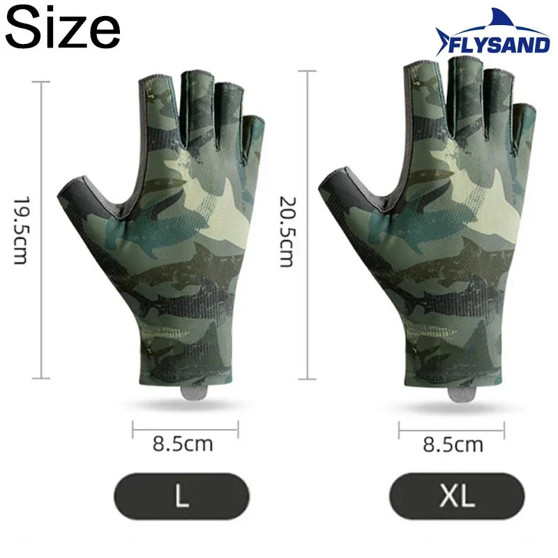 Fishing Gloves for Men Spring Summer Outdoor Sunscreen Non Slip Cool Ice Silk Half Finger Breathable
