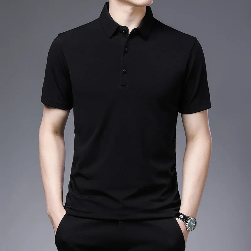 2026 Men's New Solid Color Business Casual POLO Shirt Summer Fashion Casual Short Sleeve Comfortable and Breathable Top
