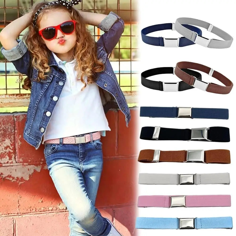 1PCS Adjustable Elastic Kids Belt Solid Color Stretch Waist Belt For Boys Girls Toddler Uniform Pants Belt Comfortable