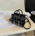 Women Mini Handbag Ladies Pouch Fashion Check Pattern Shoulder Bag Crossbody Messanger Bag Lightweight Simple Elegant Tote Bag