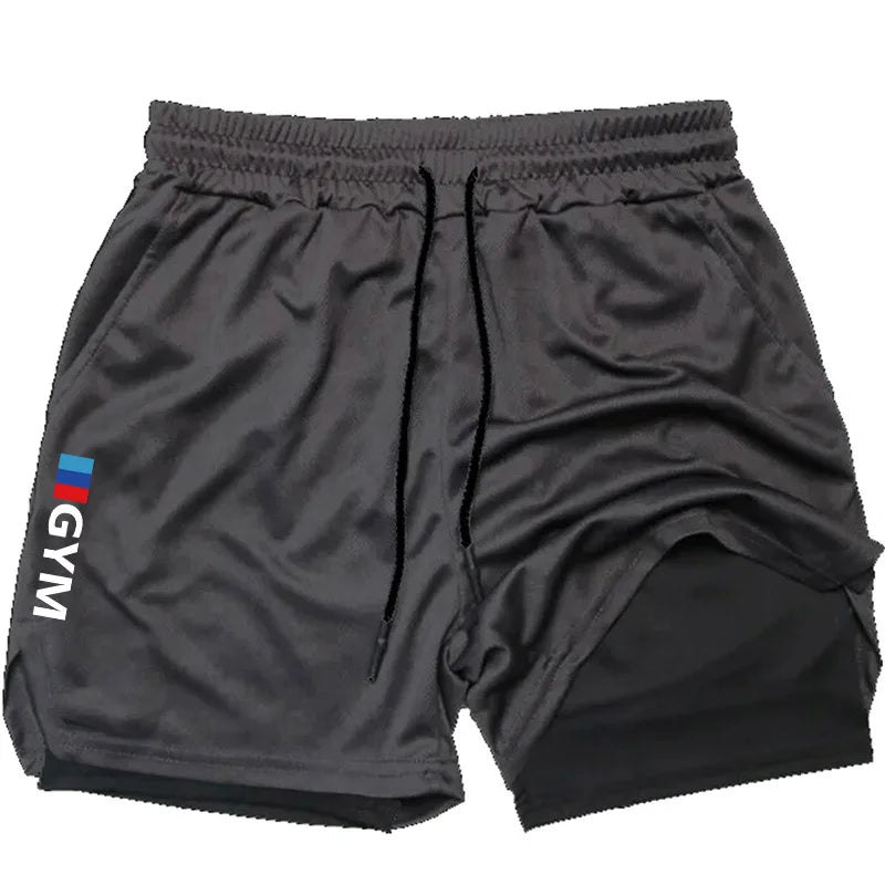 Men's Two-in-one Sports Shorts Breathable Casual Quick-drying Double-layer Shorts Summer Running Sportswear Bottoms S-XXL