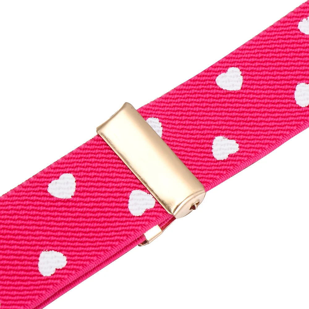 Kids Elastic Belts Girl Stretch Waist Belt Adjustable Heart Belt Uniform Belt for Teen Kids Girls Dresses