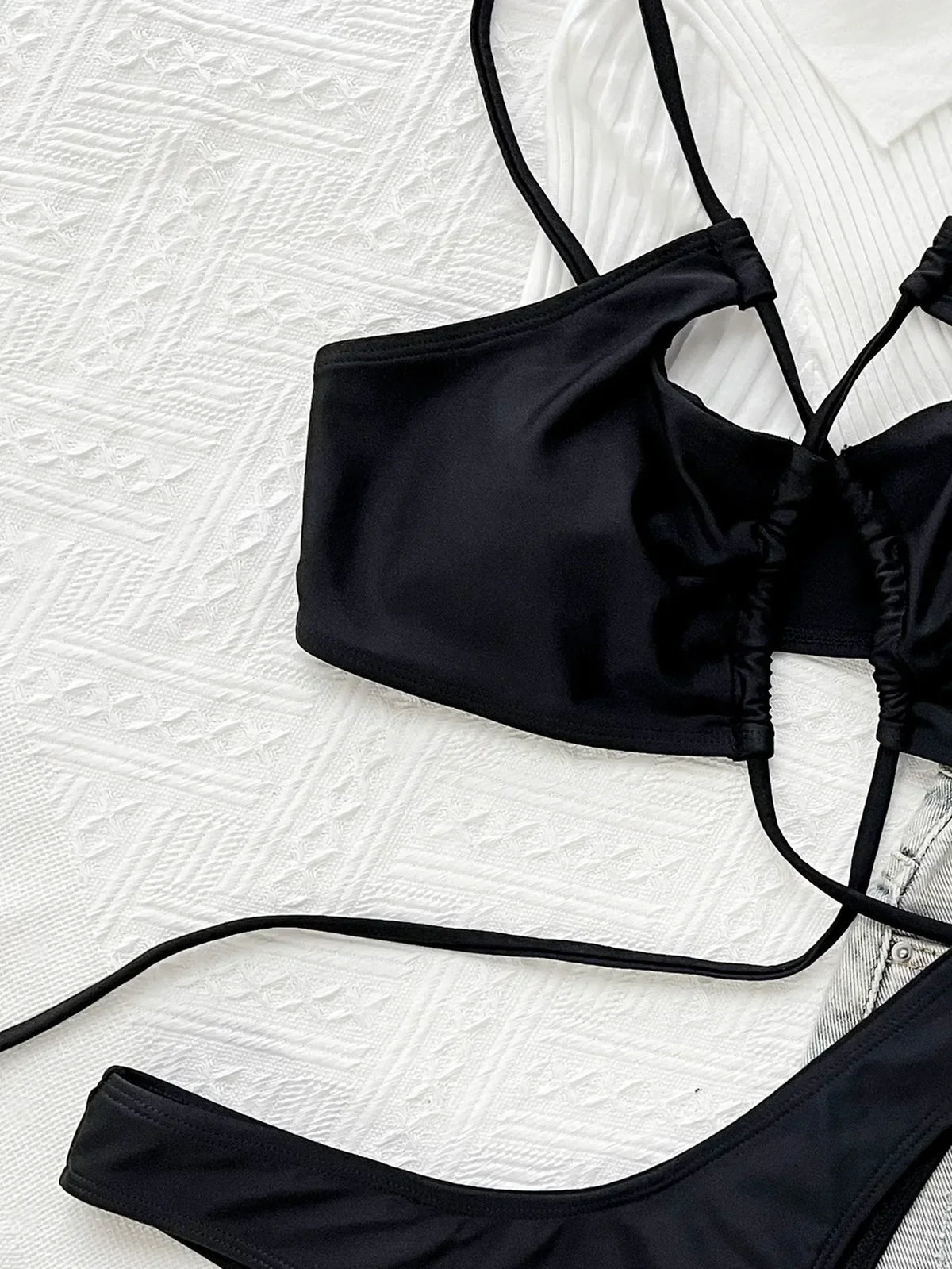 Bikini  Sexy Swimwear Swimsuit Women Black Hollow Cross Straps Bikinis Set Bathing Suit Beach Bikini Female Banadores Mujer