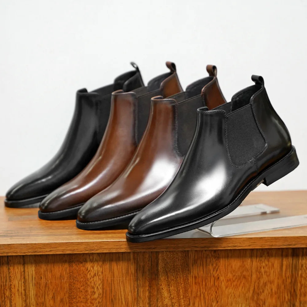 Men's Chelsea Boots Retro Ankle Boot Handmade Leather Boot High Top Casual Boots for Men Classic Business Dress Boots Botas2025