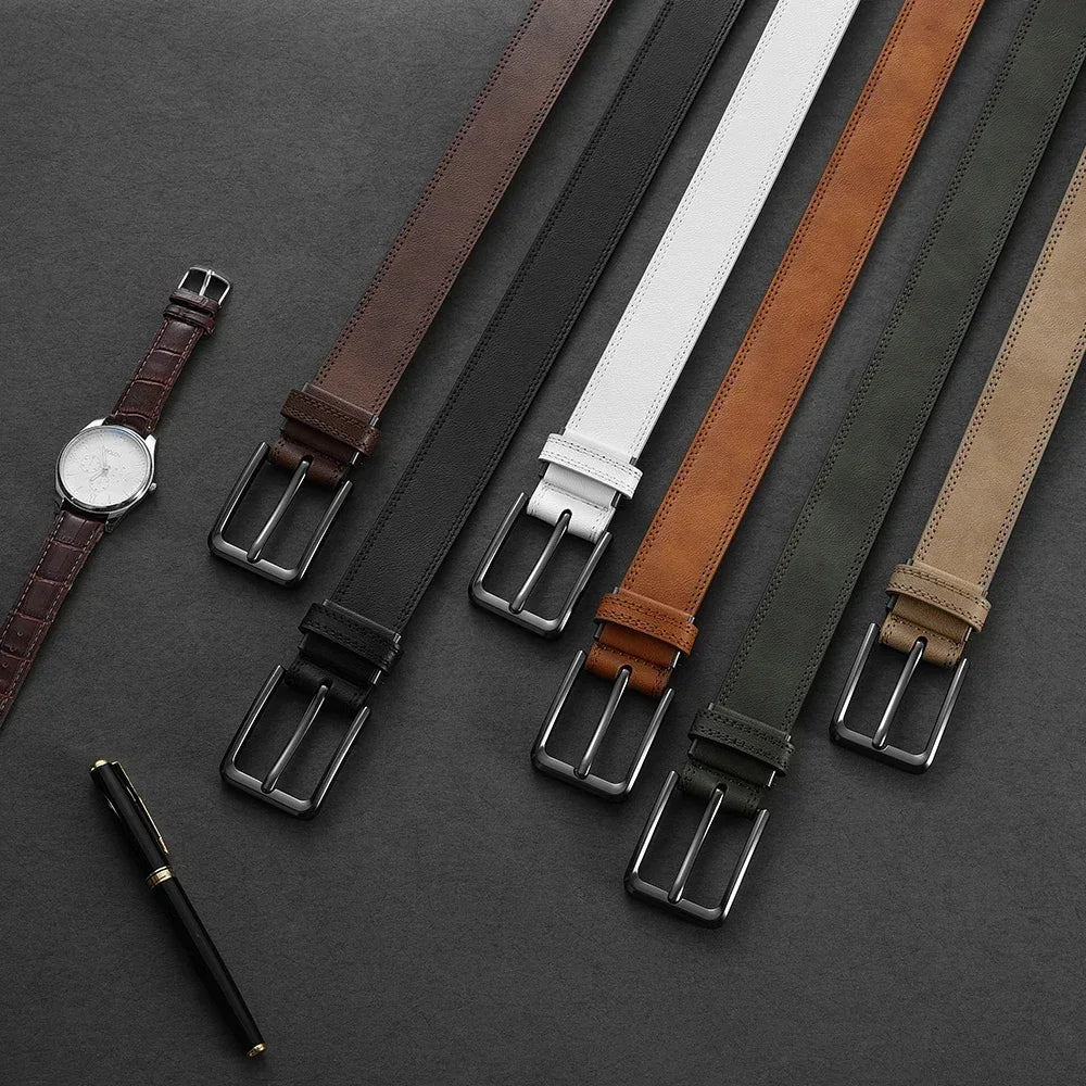 Men Belts High Quality Genuine Leather LONG Large Pin Buckle Metal Automatic Buckle Male Belts Strap Male