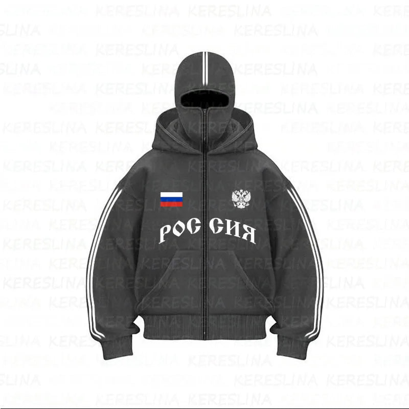 2025 new sports hoodie double hat design letter hooded cardigan autumn and winter men's and women's loose Y2K jacket jacket