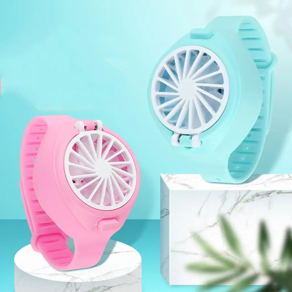 2 Pieces Kids Fan Watch Portable Silent Mini Summer Fan Toys USB Charge