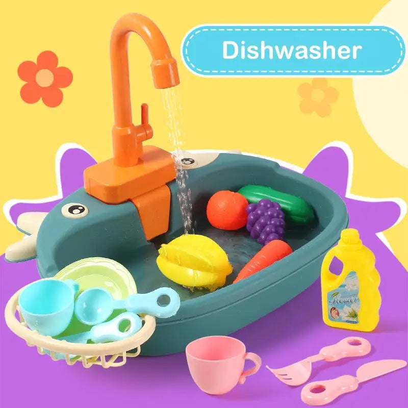 Set Children Role Play Girl Toys Kids Kitchen Sink Toys Simulation Electric Dishwasher Mini Kitchen Food Pretend Play House Toy