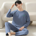 Pajamas for Men Spring Autumn Long Sleeve Lapel Button-up Cardigan Trousers Two-pieces Loose Casual Home Clothes Men Pajama Sets