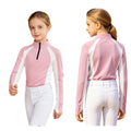 Kids Girls Horse Riding Shirts Top Equestrian Clothing Long Sleeve Half Zip Quick Dry Shirt Tops Horsemanship Golf Sportswear