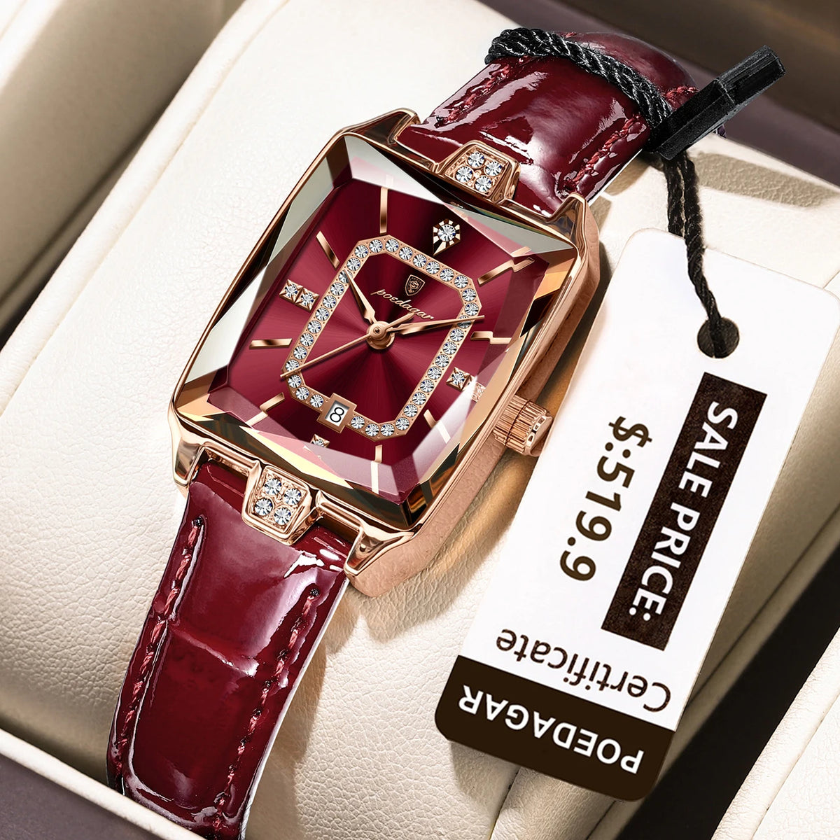 POEDAGAR Luxury High Quality Women Wristwatch Waterproof Date Rectangle Watch For Woman Leather Quartz Women's Watches Reloj+Box