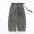 Kids Luxury Distressed Baggy Jeans with Belt for Boys And Girls Heavy Industry Denim Cargo Pants Children High Quality Trousers