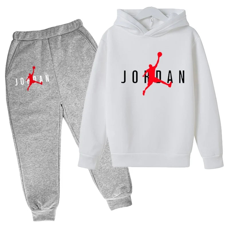 Kids Clothes Hoodie Basketball Letters Pullover Boy Girl 3-12Years Blue Sweatshirt+Black Pants Charming Leisure Brand Sports Set