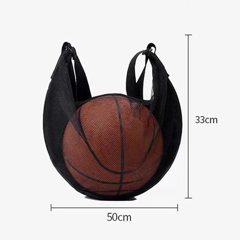 1PCS Single Ball Bag With Zipper Pocket Mesh Ball Storage Bag Sport Equipment Drawstring Sling Storage Net Carrying Basketball
