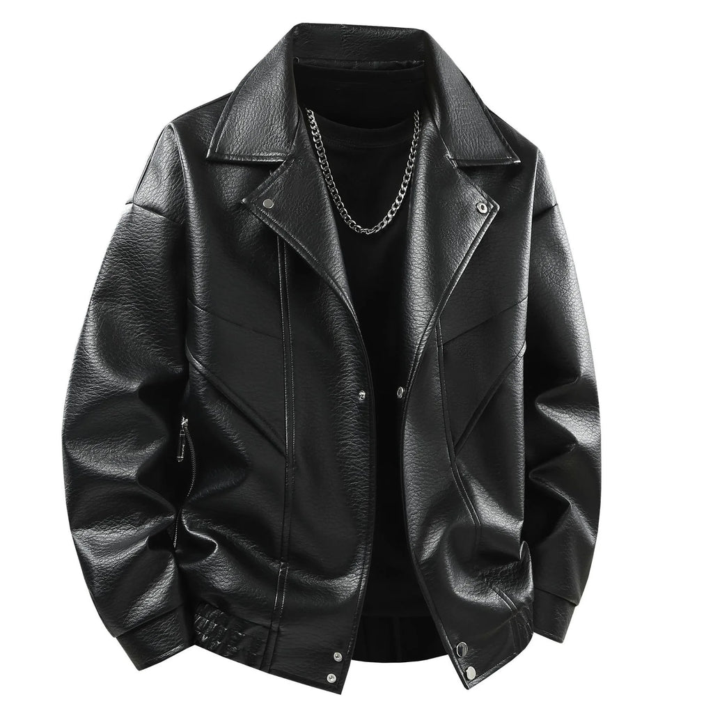 Leather jacket men's  version trendy handsome locomotive jacket men's lapel top