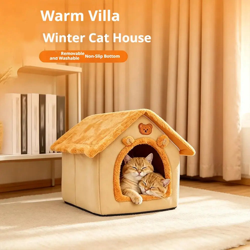House Style Pet Bed For Small Dogs & Cats All-Season Removable Washable Winter Warm Teddy Kennel Soft Cushion