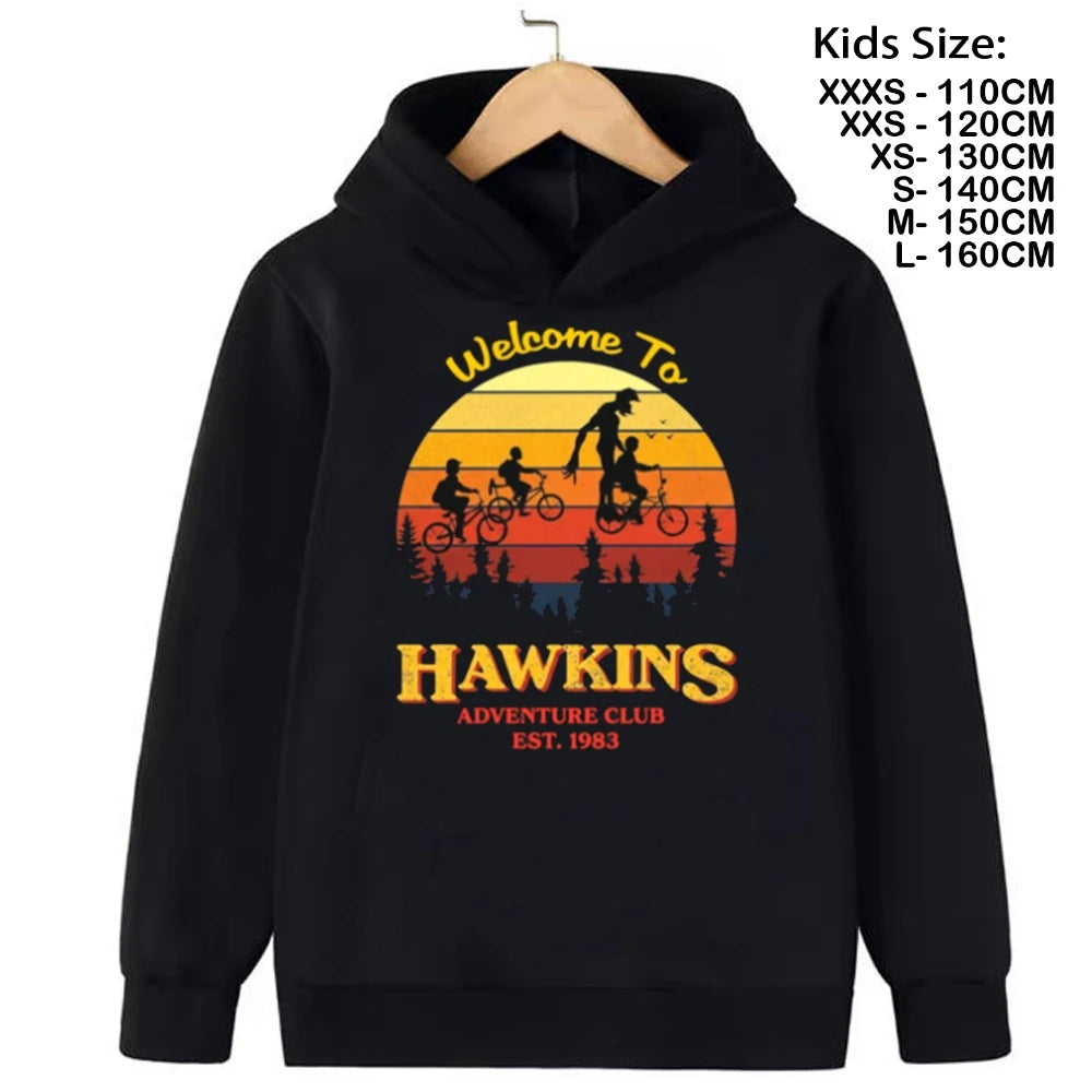 Cartoon Girls Boy Hawkins Demogorgon Hooded Sweatshirt  Children's Fashion Casual Tops WILL Girls Clothing Hoodies