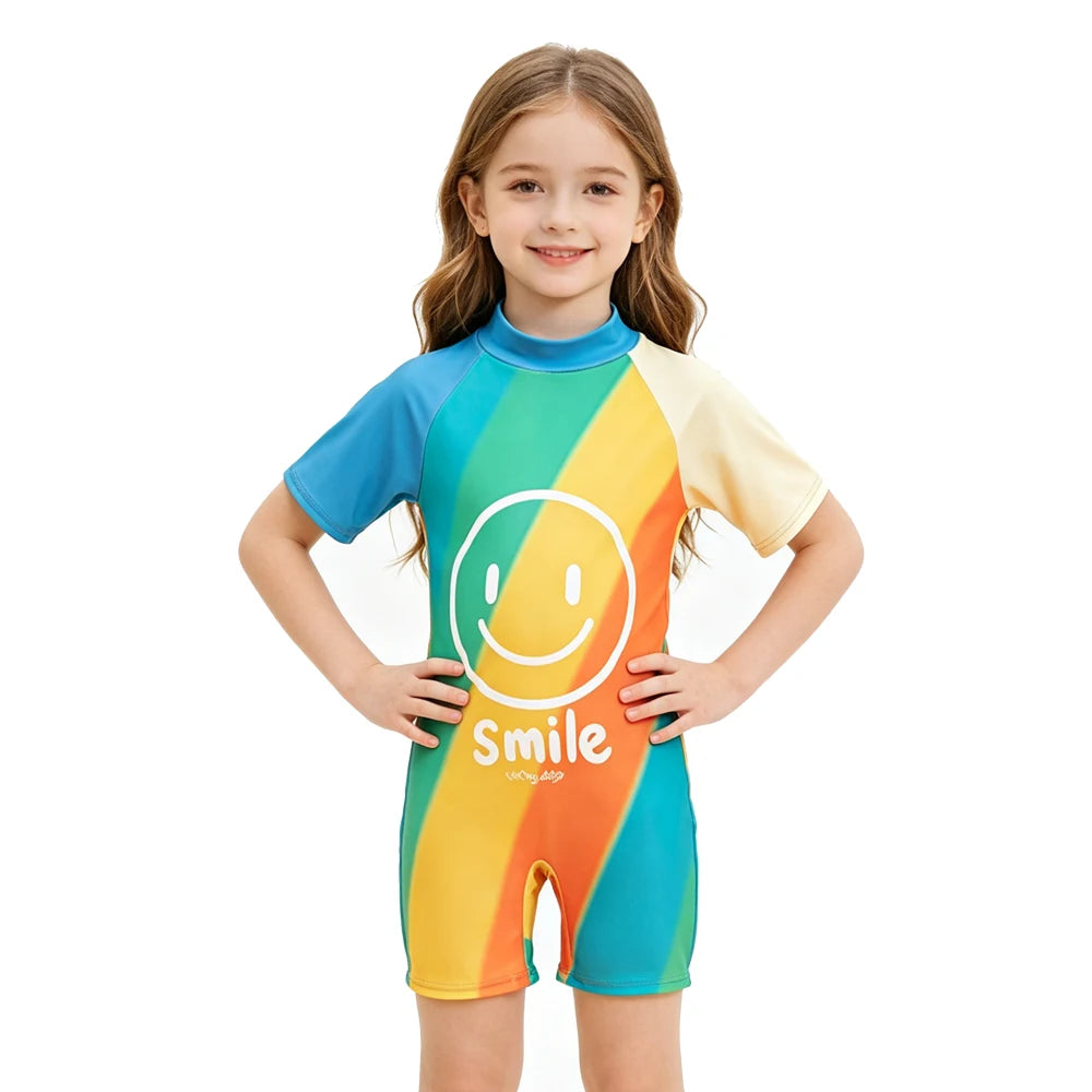 Children's Swimwear 2026 One-piece Swimsuit For Boys And Girls Cute Cartoon Little Kids Sun Protection Hot Spring Swimming Set
