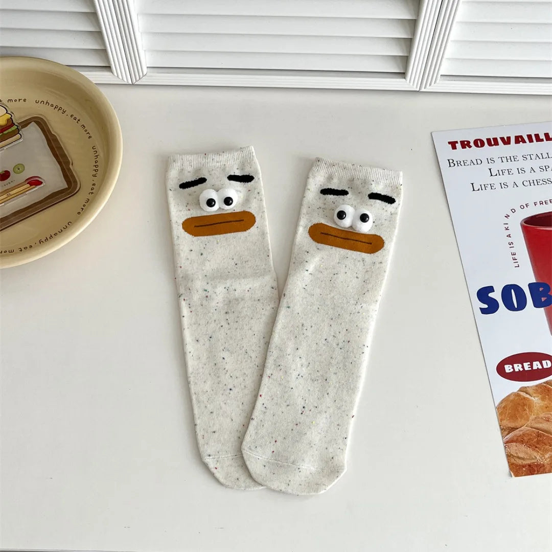 Funny Expression Women's Socks Spring Summer School Students Wearing Cute Cartoon Big Eyes Men Socks Friends Birthday Gifts