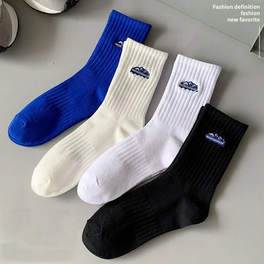 Sock Men's Spring Summer Retro Ribbed Mid-Calf Socks Trendy Breathable Comfort Casual Daily Wear Socks Fashion Sports Crew Socks