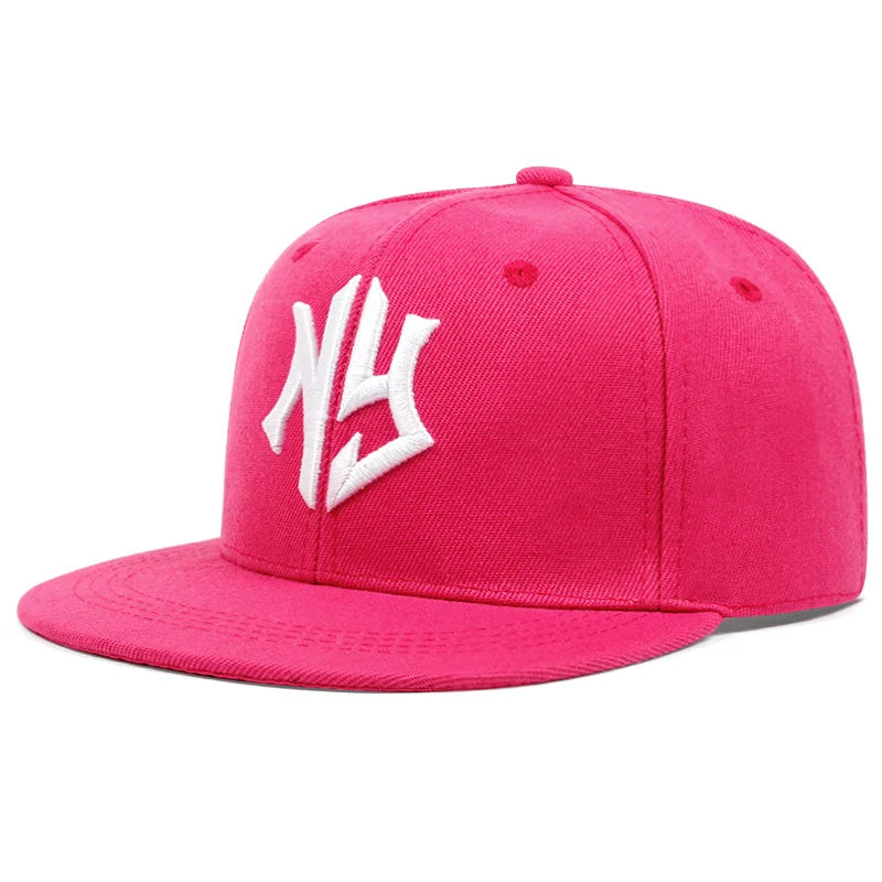 Men's and women's flat brimmed hatsStreet Embroidery Letter NYHip hop flat brimmed hat with adjustable styleFashionable